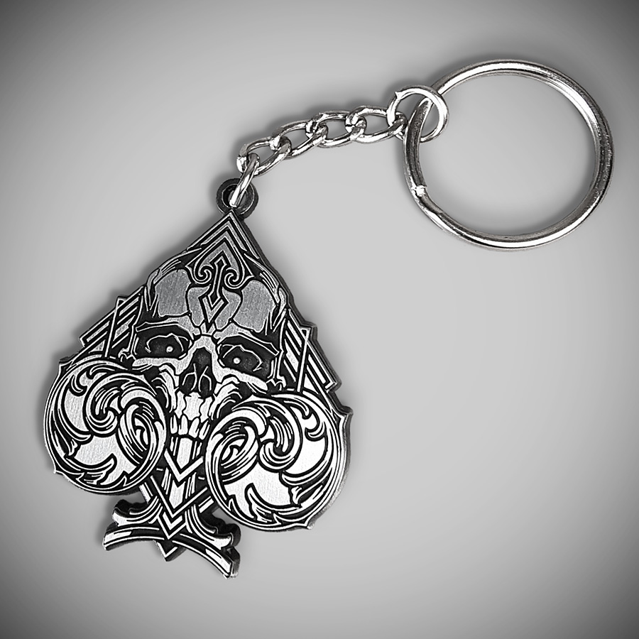 METAL ACE OF SKULL keyring