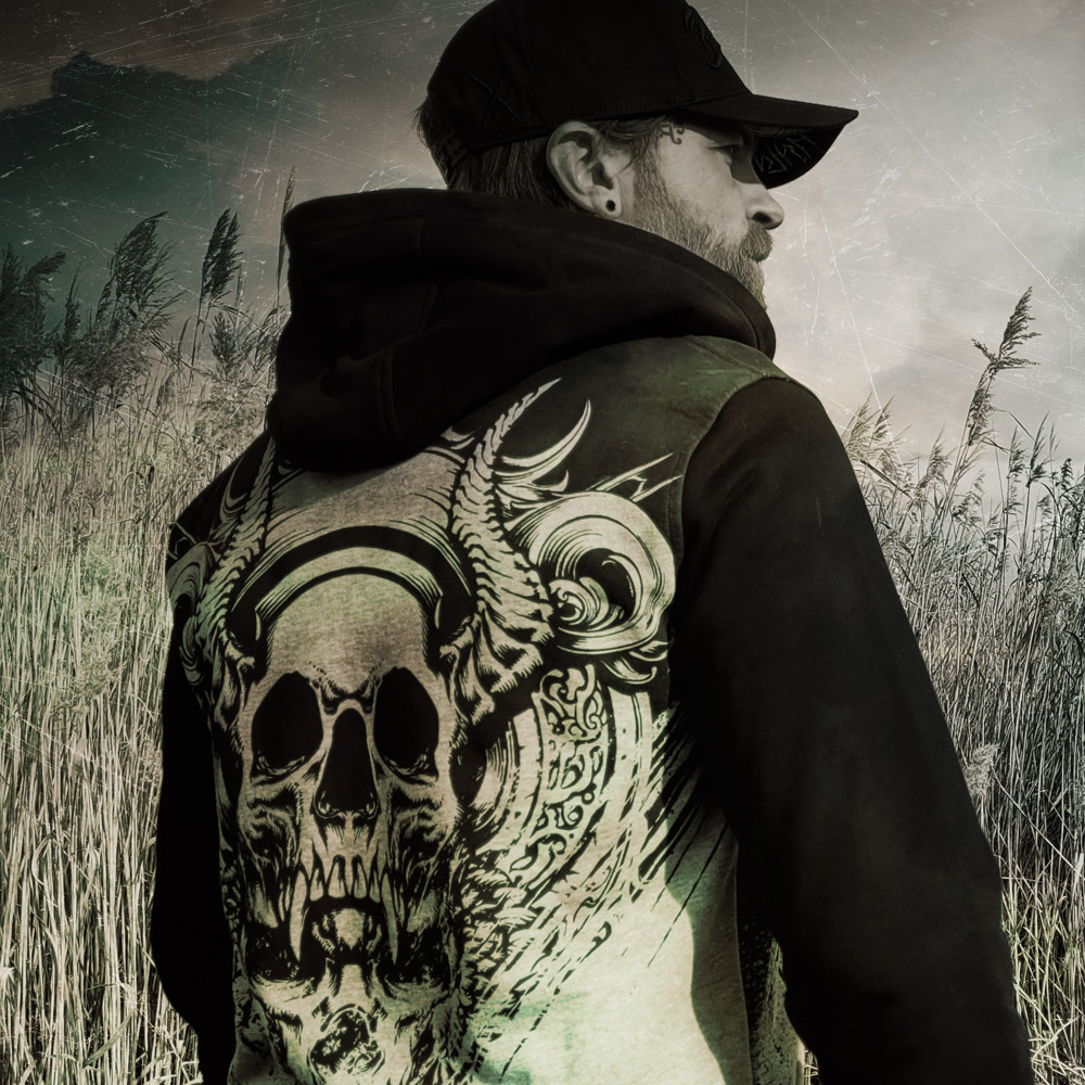 [SP24-M20-C-M] GRAPHIC SKULL Hooded zip (M)